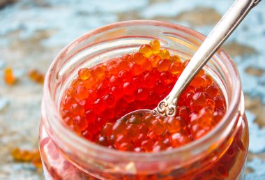 Lezzetli kırmızı havyar manzarası 