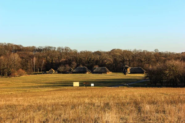 Campagne Dorée Paysage Automne Pendant Heure Coucher Soleil — Photo