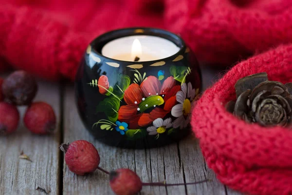 Handgemachte Kerzen Auf Dem Holztisch Hintergrund — Stockfoto