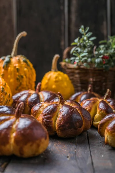 Pieczywo Dyniowe Koncepcja Jedzenia Halloween Jedzenie Jesienne — Zdjęcie stockowe