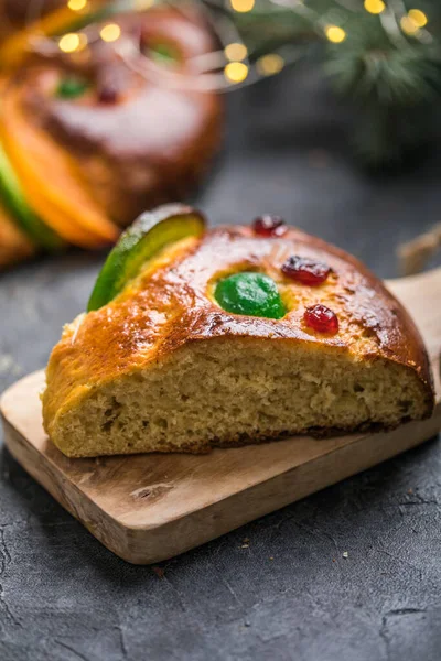 Rosca Reyes Gâteau Espagnol Des Trois Rois Mangé Jour Épiphanie — Photo