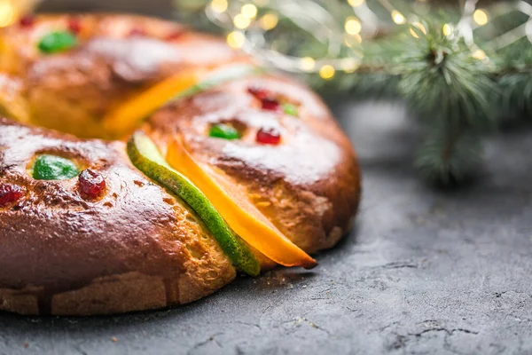 Rosca Reyes Gâteau Espagnol Des Trois Rois Mangé Jour Épiphanie — Photo