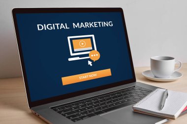 Digital marketing concept on modern laptop screen