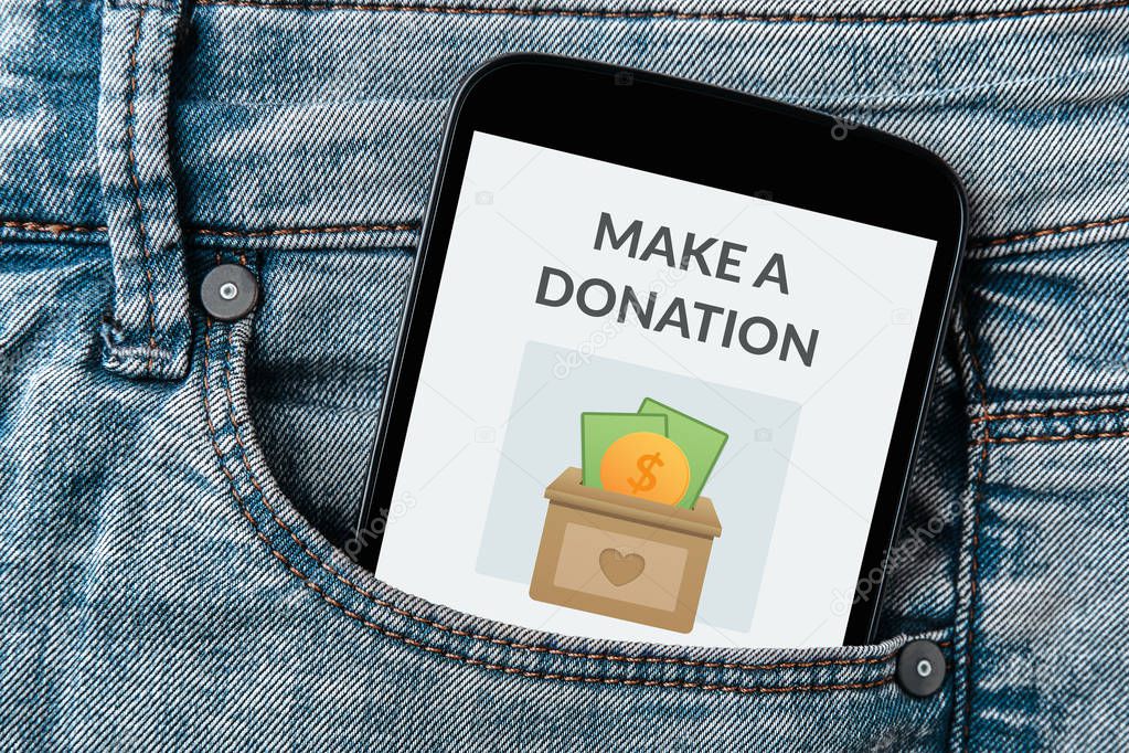 Donate concept on smartphone screen