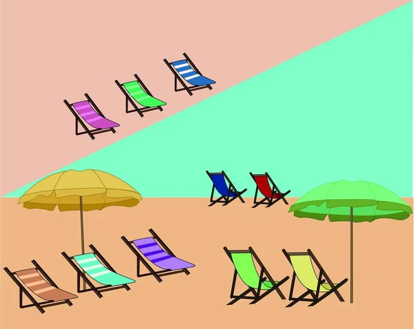Beach Chairs Pool Concept Social Distance Summer Coronavirus Illustration — Stock Photo, Image