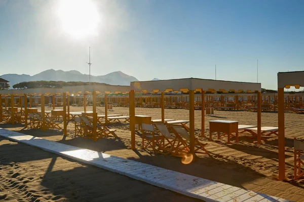 Bella Versilia Vista Sulla Spiaggia All Alba — Foto Stock