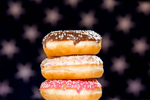 Doce Rosquinhas Isoladas Sobre Acenando Bandeira Americana — Fotografia de Stock