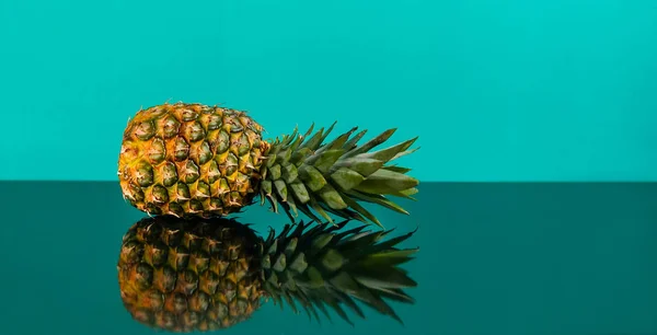 Ananas Frais Sur Fond Bleu Vert Fête Été Fond — Photo