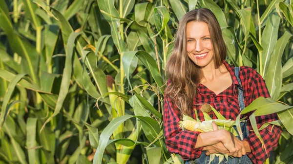 Női Mezőgazdasági Termelő Vagy Kertész Tartja Termény Friss Zöldség Mezőgazdaság — Stock Fotó