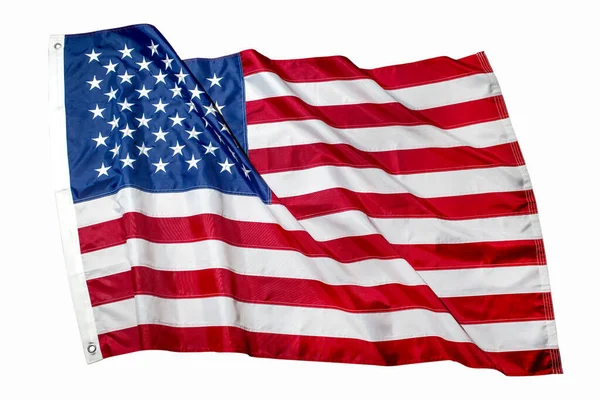 Bandeira Americana Isolada Branco — Fotografia de Stock