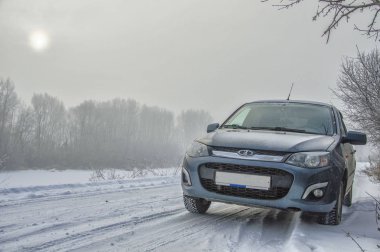 Kışın, nehrin kıyısında. Lada Kalina