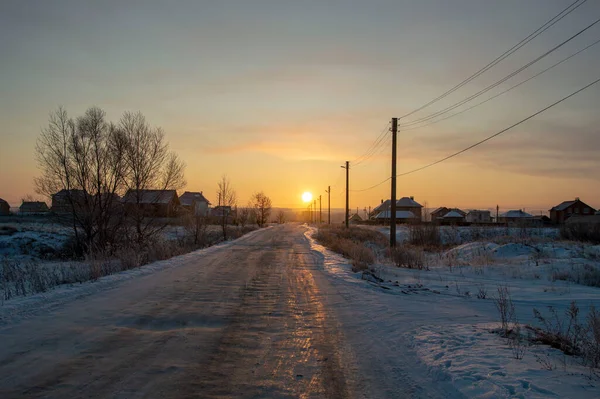 winter dawn in a remote village