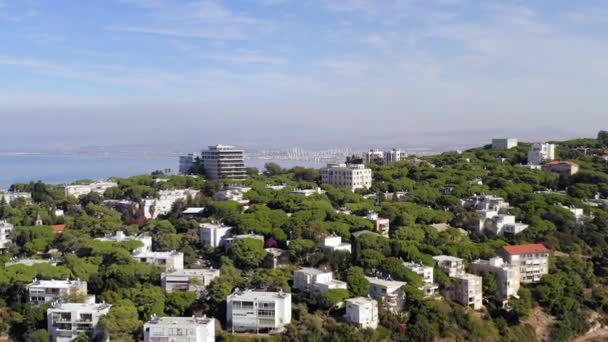 Srail Hayfa Nın Hava Görüntüleri Merkez Carmel Bölgesindeki Evleri Gösteriyor — Stok video