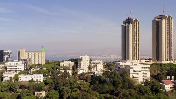 Luchtbeelden Van Haifa Israël Met Huizen Centraal Karmel Gebied — Stockvideo