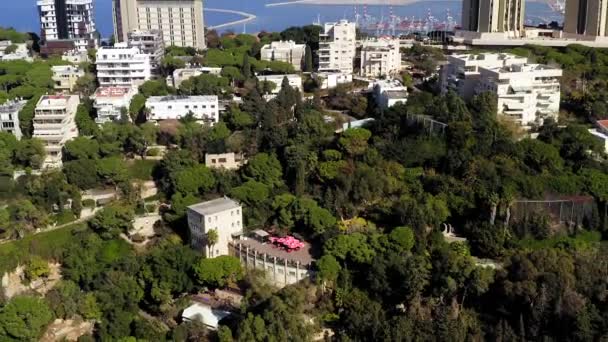 Letecké Záběry Haify Izraele Vystavující Domy Centrálním Karmelském Území — Stock video