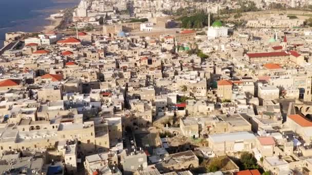 Imágenes aéreas de la Ciudad Vieja y el Puerto de Acre . — Vídeos de Stock