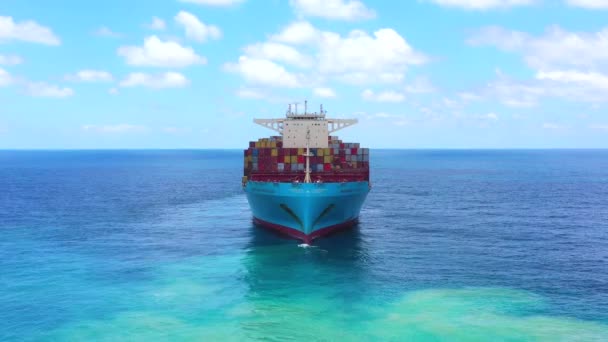 Maersk Hidalgo大型集装箱船，航空视图. — 图库视频影像