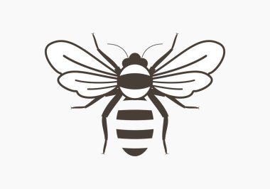 Beyaz arkaplanda koyu kahverengi arı vektör simgesi.