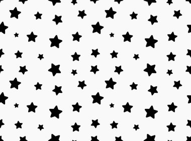 Gri arkaplan üzerinde siyah yıldızlar olan geometrik dikişsiz desen.