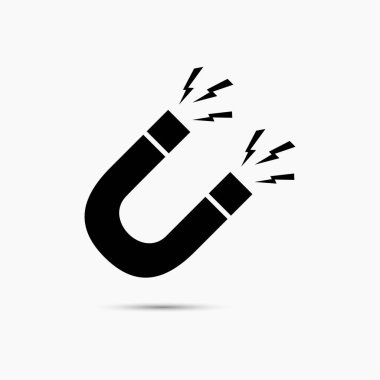 Hafif arkaplanda at nalı şeklinde bir vektör mıknatısı simgesi.