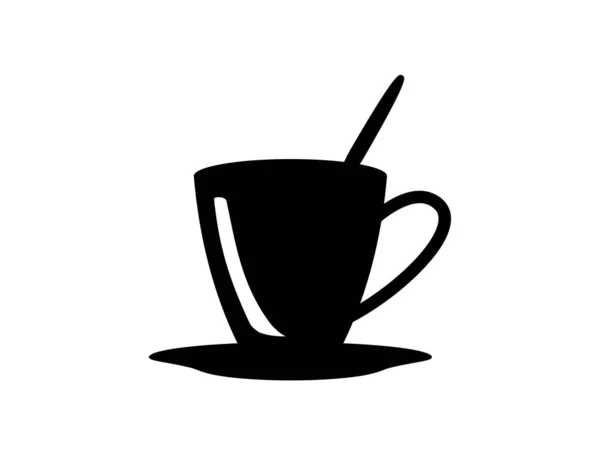 Beyaz arka planda siyah bir tabakta kaşık olan vektör simgesi.