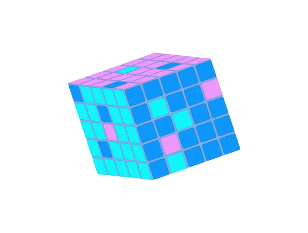 Cube Brain Training 5X5 Illustration White Background — Stock Vector