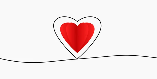 Valentine Heart Outlined Black Line Gray Background — Stock Vector