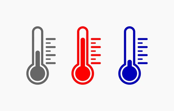 Set Von Thermometer Symbolen Mit Verschiedenen Indikatoren Kalt Heiß Und — Stockvektor