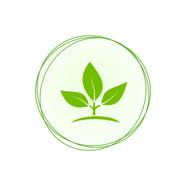 Açık arkaplanda büyüyen yeşil yaprakların vektör çizimi.