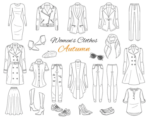 Womens clothes collection. Vector sketch illustration. Stock Vector