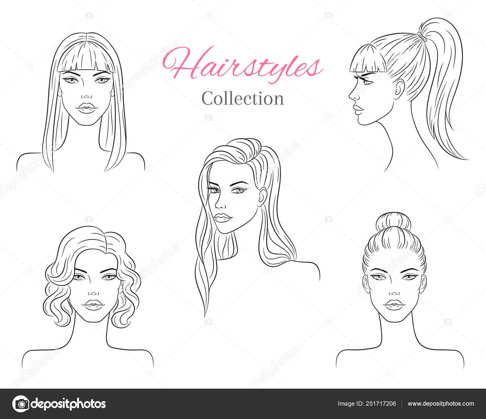 One line girl or woman portrait design hairstyle Vector Image