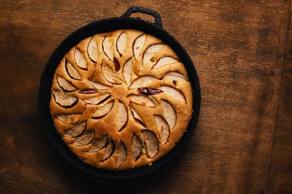 Tarta Manzana Ingredientes Manzanas Sobre Fondo Rústico Madera — Foto de Stock