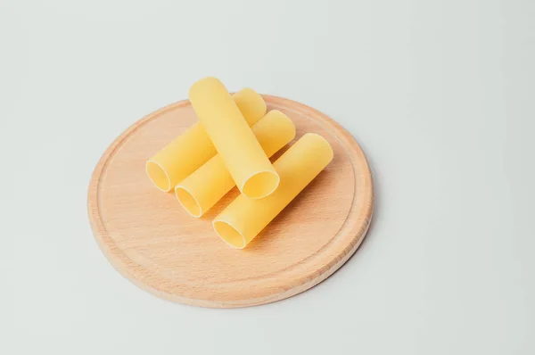 Uncooked Cannelloni Pasta Cutting Board Ingredients Italian Cuisine — Stock Photo, Image