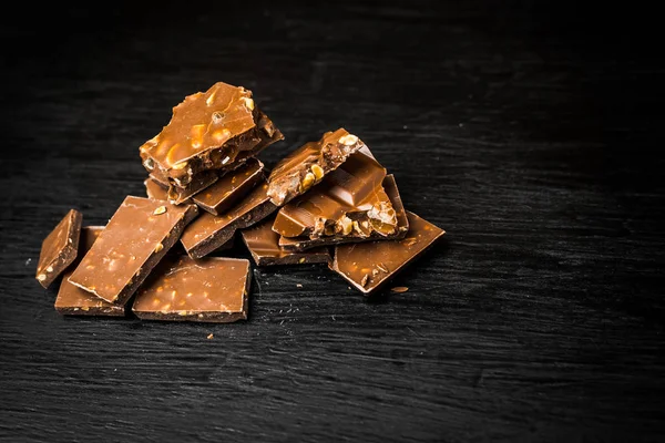 chocolate pieces isolated on  background