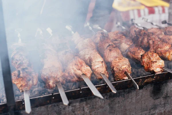 Marine şaşlık (saptırılmış et) bir ızgara ızgara