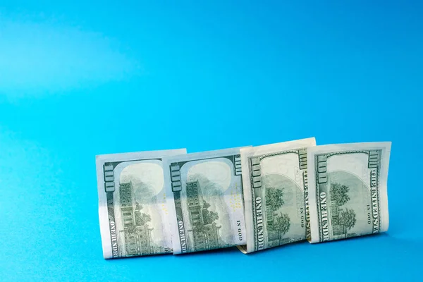 Banconote Dollari Sfondo Blu — Foto Stock