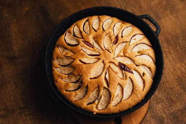 Tarta Manzana Ingredientes Manzanas Sobre Fondo Rústico Madera — Foto de Stock