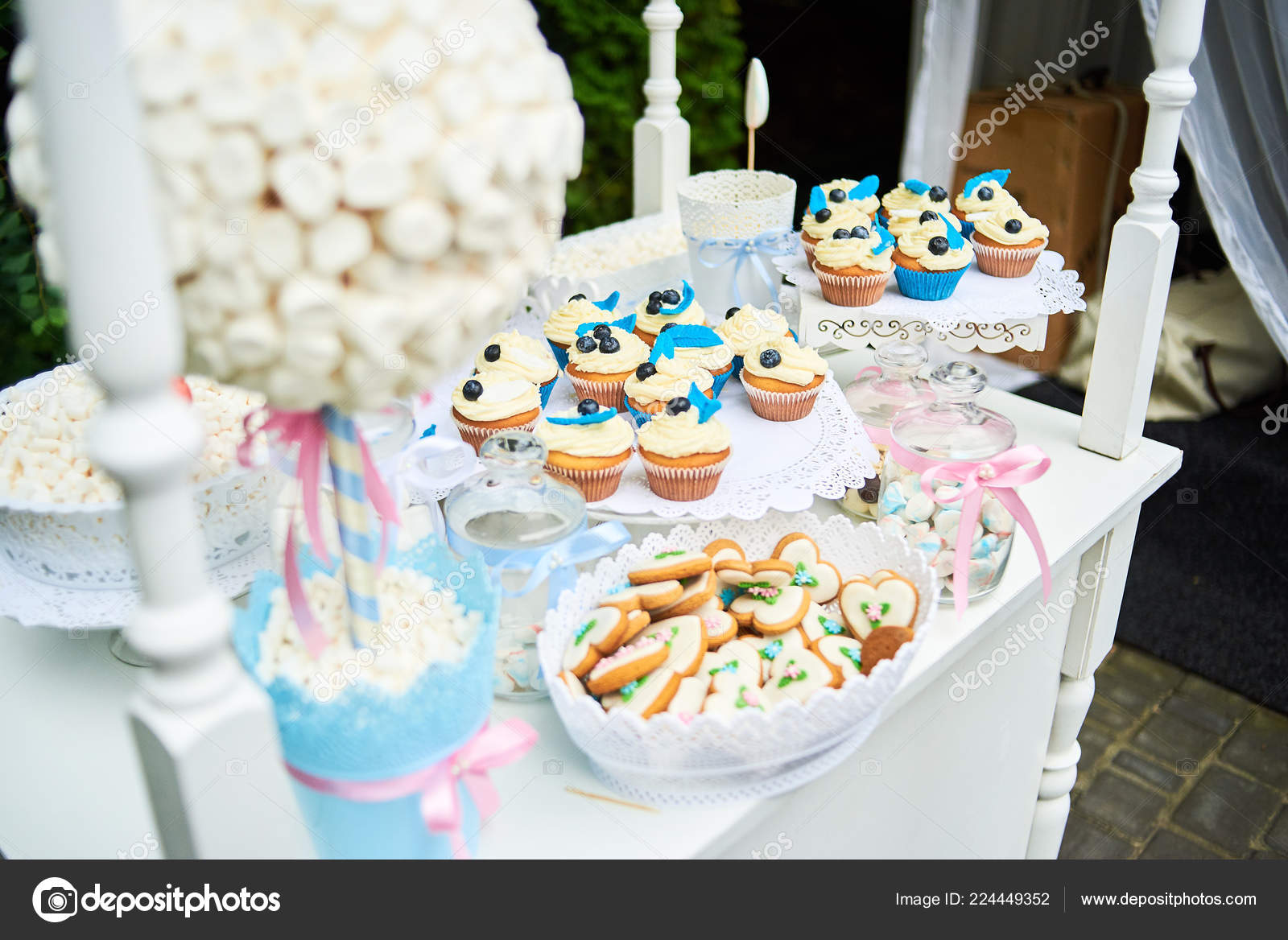 Candy Bar White Wedding Cakes Festive Table Desserts Cupcakes