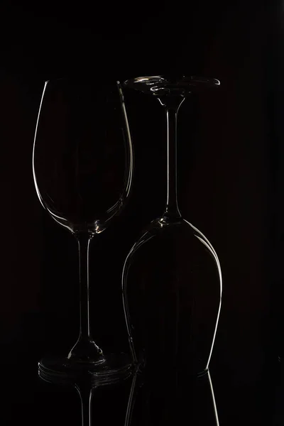 Verres Vin Sur Fond Noir — Photo
