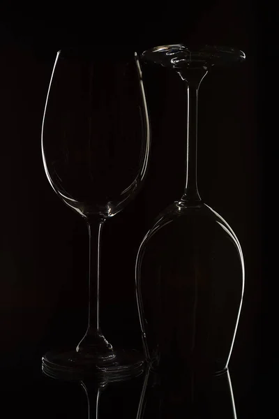 Verres Vin Sur Fond Noir — Photo