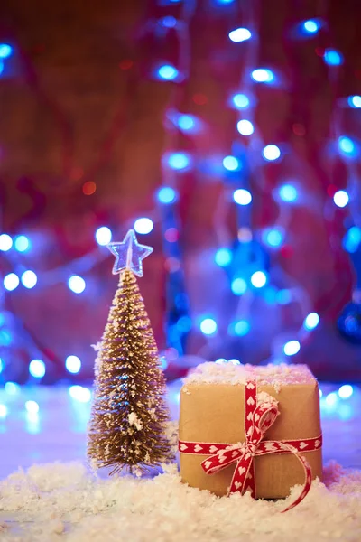 Selektivní Fokus Vánoční Přítomných Krásné Dekorace Pozadí — Stock fotografie