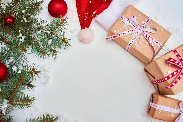 Piso Con Regalos Navidad Hermosa Decoración Fondo — Foto de Stock