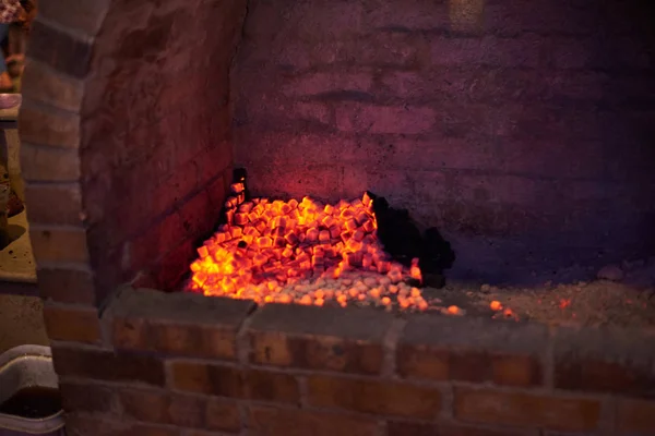 Primer Plano Imagen Del Horno Con Carbones —  Fotos de Stock