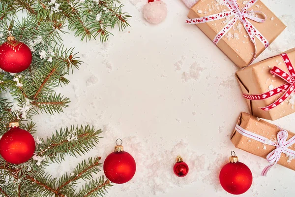 Piso Con Regalos Navidad Hermosa Decoración Fondo — Foto de Stock