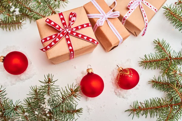 Piso Con Regalos Navidad Hermosa Decoración Fondo — Foto de Stock