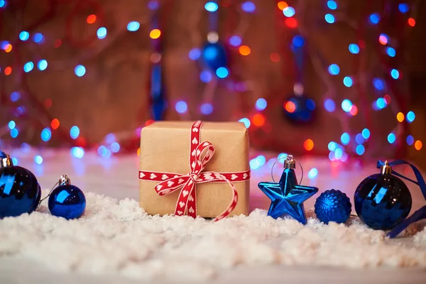 Foco Seletivo Natal Presente Bela Decoração Segundo Plano — Fotografia de Stock