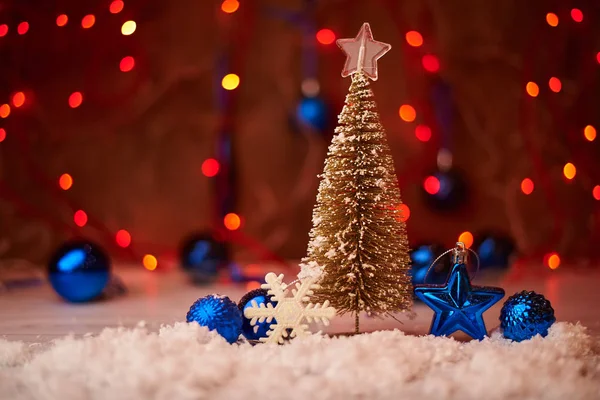 Selektivní Fokus Vánoční Strom Krásné Dekorace Pozadí — Stock fotografie