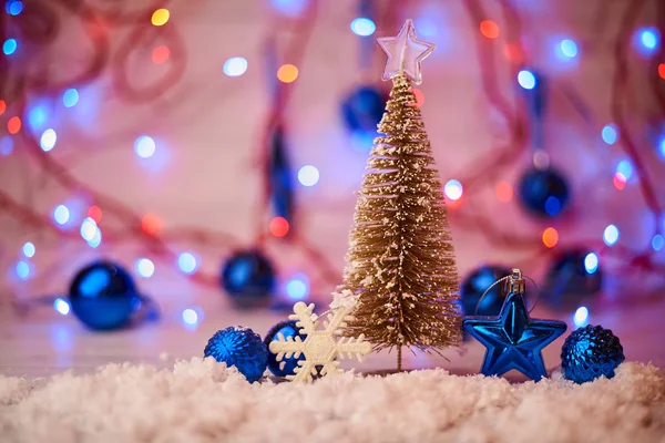 Selektivní Fokus Vánoční Strom Krásné Dekorace Pozadí — Stock fotografie