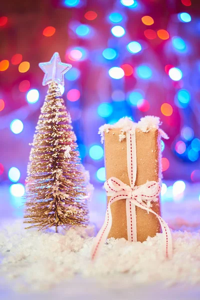 Foco Seletivo Natal Presente Bela Decoração Segundo Plano — Fotografia de Stock
