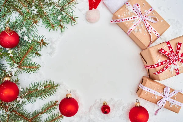 Piso Con Regalos Navidad Hermosa Decoración Fondo — Foto de Stock